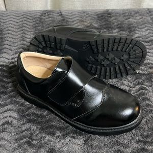 Boys Velcro closure genuine leather dress shoes